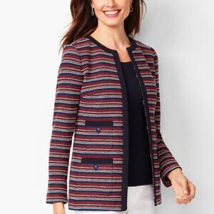 Talbots Boucle Stripe Jacket Tailored Black Red Blue White Women's Plus Size 3X